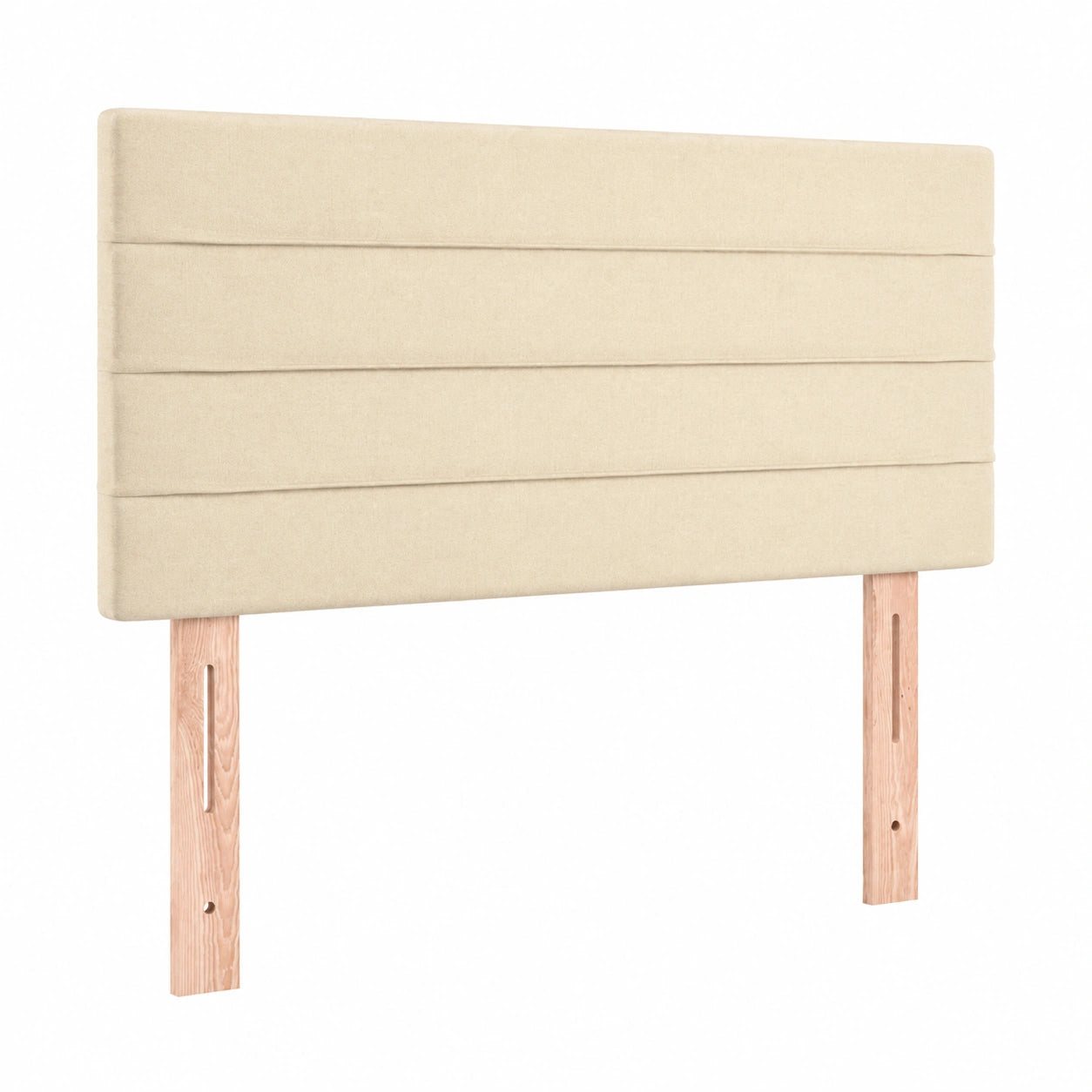 Verstellbares Polster-Kopfteil mit Holzbeinen, Stoff, Creme, 90x5x78/88 cm - Elegantes Schlafzimmerzubehör