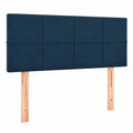 Verstellbares Polsterkopfteil aus Samt in Dunkelblau mit Holzbeinen, 100x5x78/88 cm