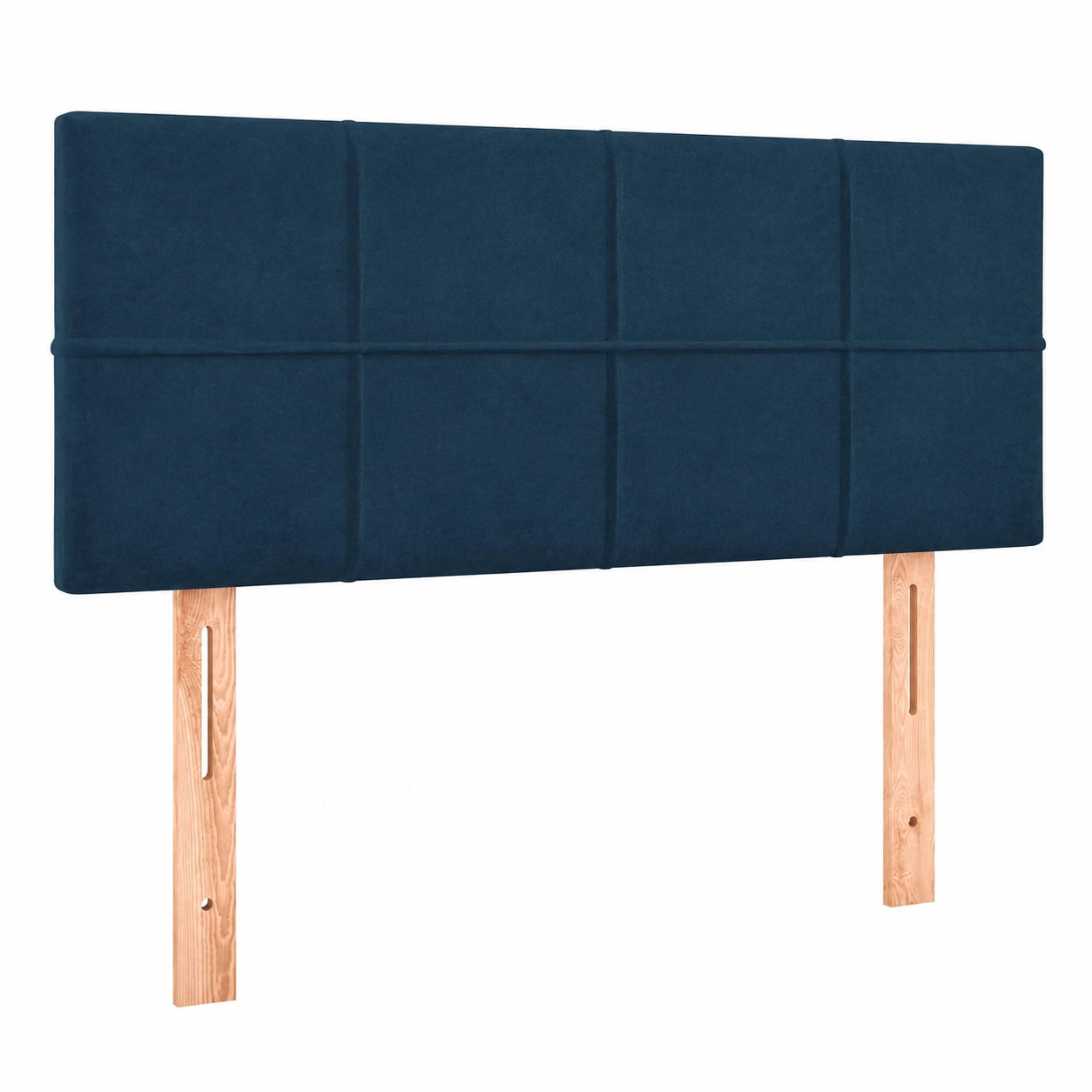 Verstellbares Polsterkopfteil aus Samt in Dunkelblau mit Holzbeinen, 100x5x78/88 cm