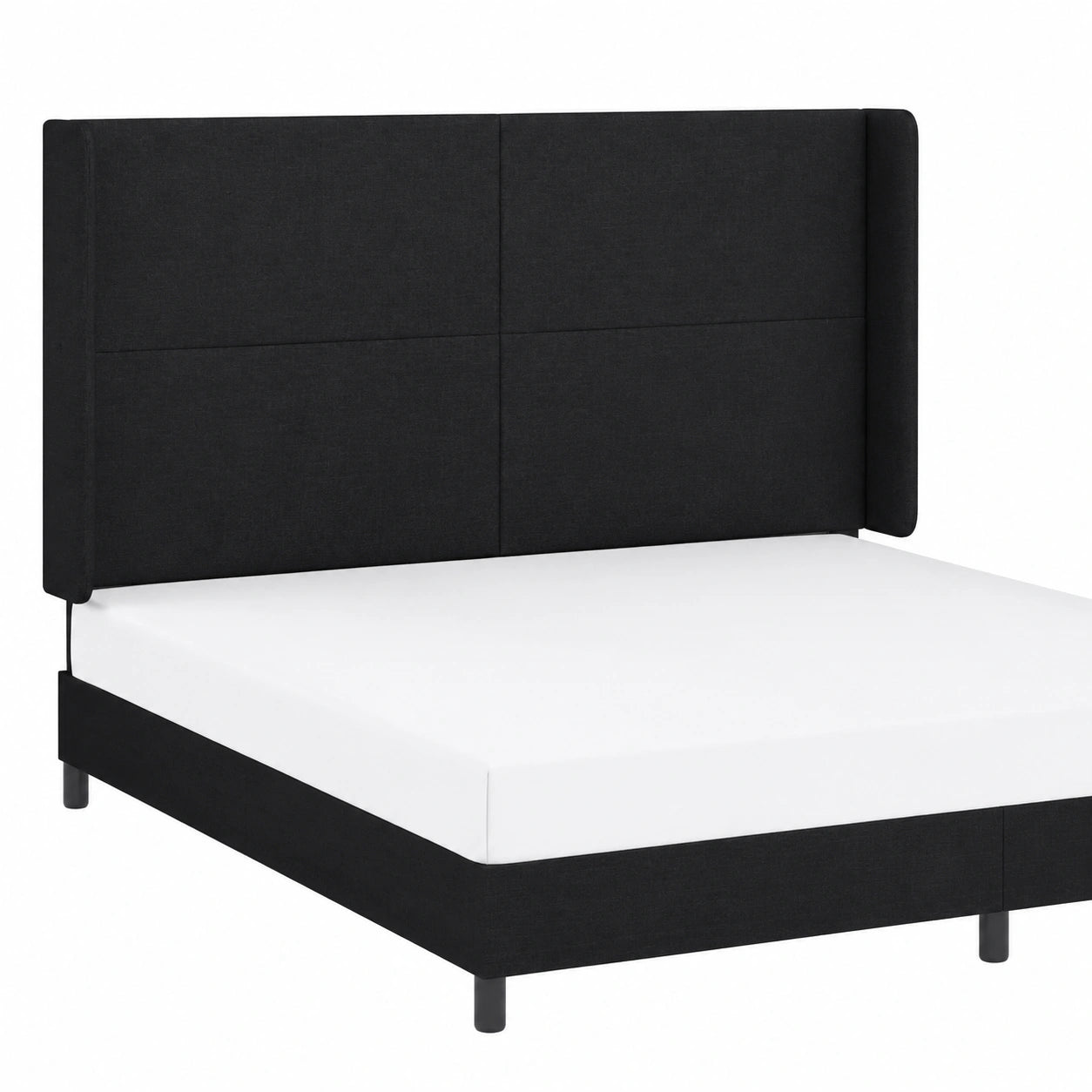 Verstellbares Kopfteil mit Ohrpolstern, Wandmontage, Schwarz, 183x16x118/128 cm