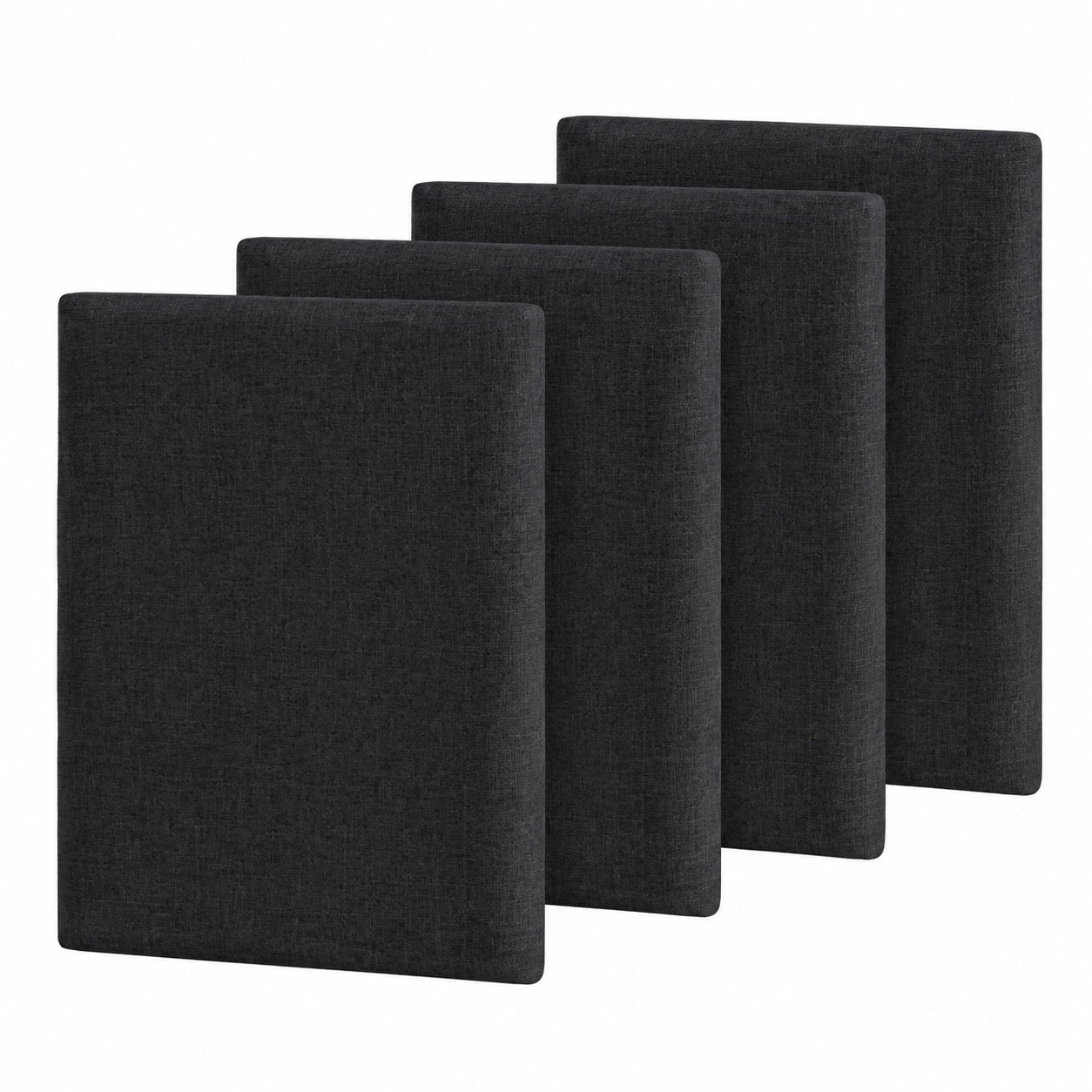 Selbstklebende Wandpolster, 4er-Set, 40x20cm, ideal für Kopfteil & Kinderzimmer, Schwarz