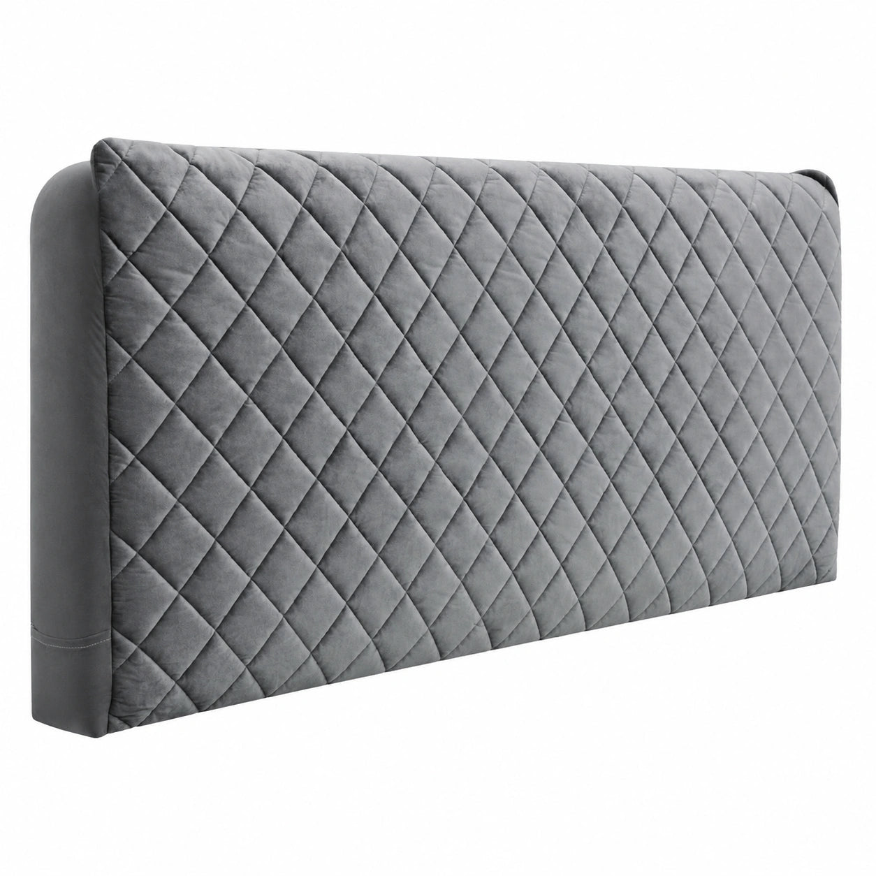Elastisches Samt-Bettkopfteil-Set in Grau, Waschbar & Dekorativ 160x70 cm