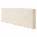 Elastischer Kopfteilbezug 180 cm Beige mit Jacquard-Muster, Waschbarer Samt Stretcheinsatz für Staubschutz