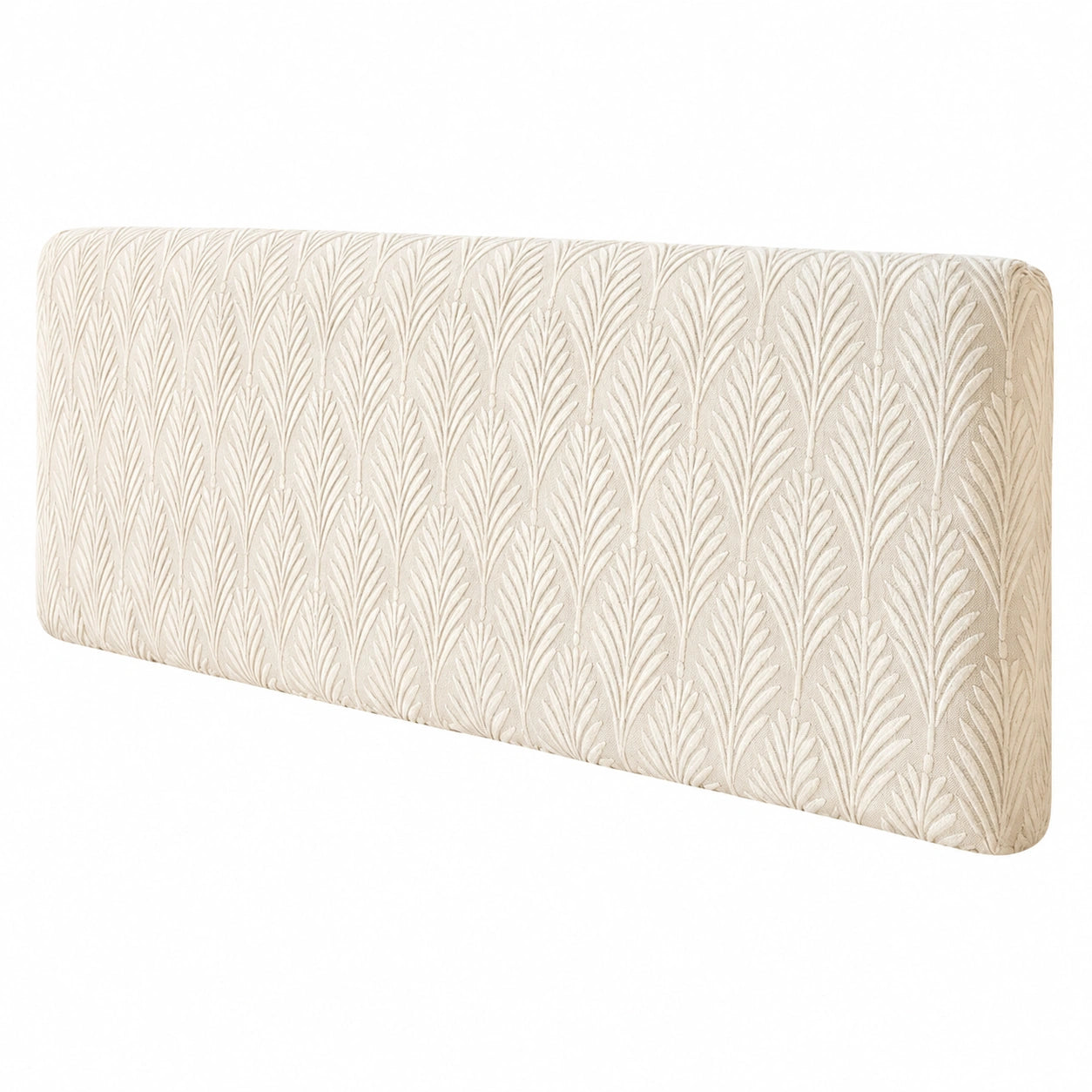 Elastischer Kopfteilbezug 180 cm Beige mit Jacquard-Muster, Waschbarer Samt Stretcheinsatz für Staubschutz