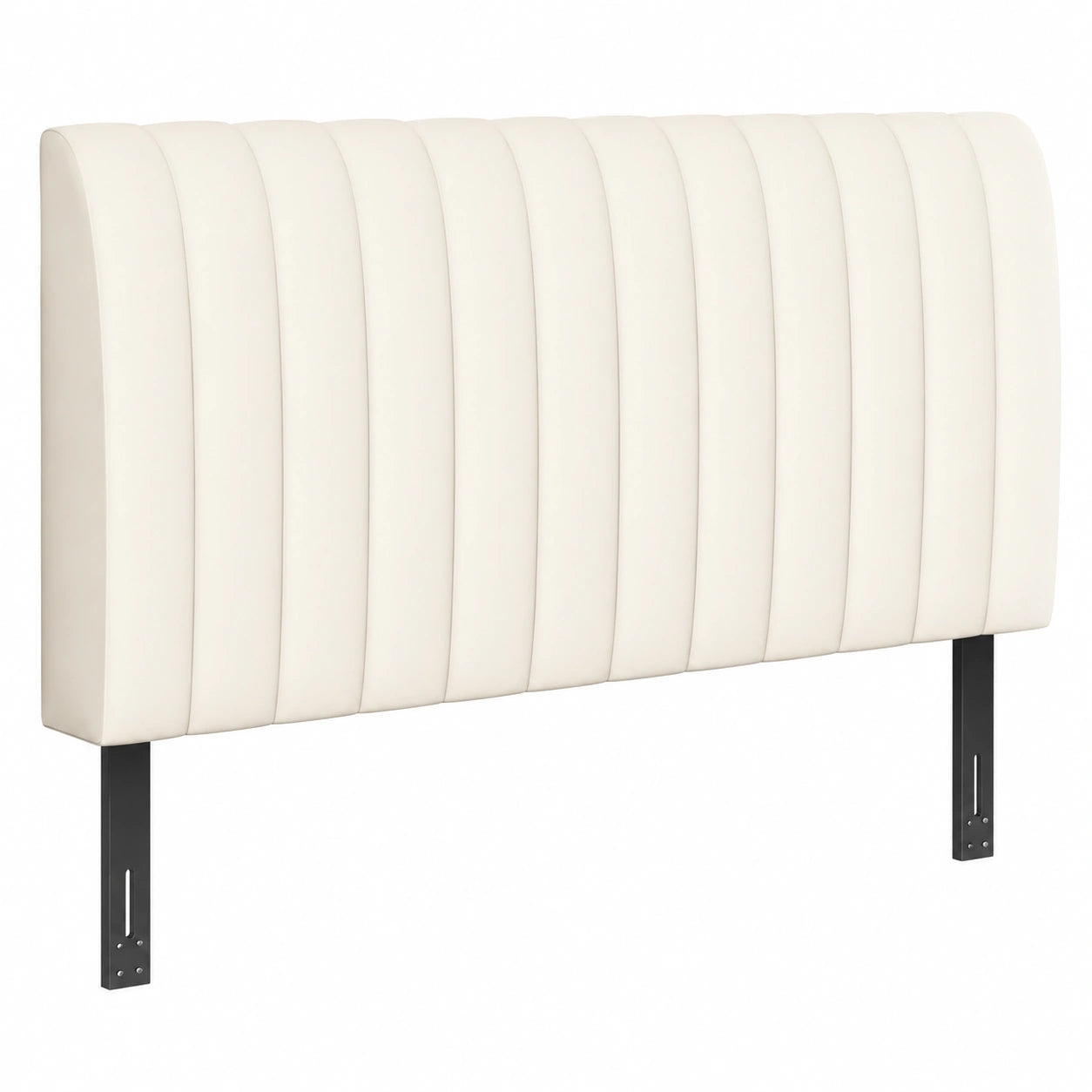 Kopfteilbezug aus samtigem Stoff in Creme, 180 cm, Vertikale Streifen Design