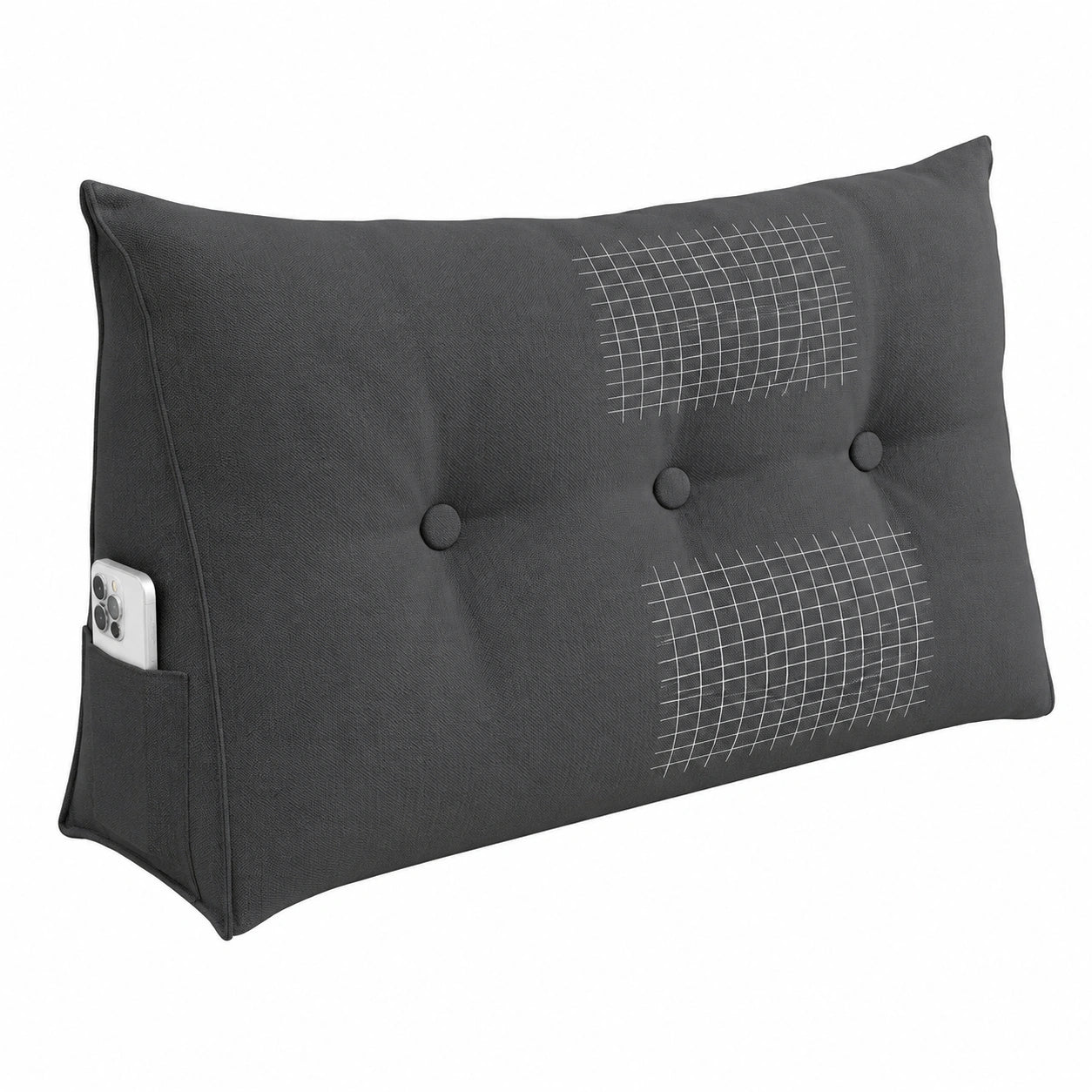 ELONEO Rückenkissen, 100 cm breit, ergonomisches Keilkissen für Bett und Sofa, abnehmbarer Bezug, mit Seitentasche